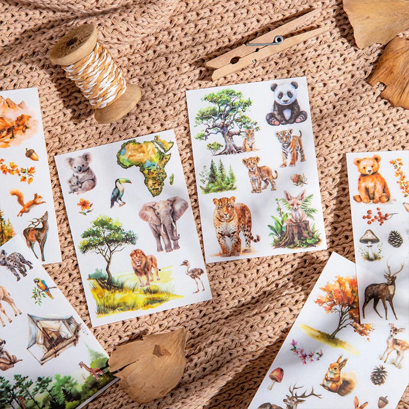 Mr. Paper, Four Seasons Forest Park Landscape PVC Stickers, Decorative Scrapbook Notebook Phone Case Diary Stationery Stickers