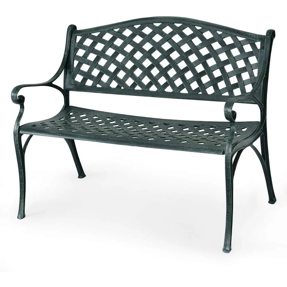 

Outdoor Bench, Antique Garden Bench with Aluminum Frame Seats, 600 Lbs Weight Capacity, Park Bench