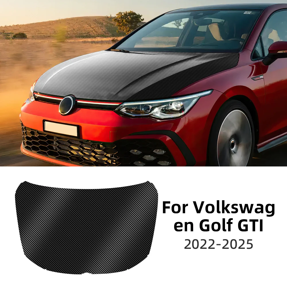 

For Volksw agen Golf GTI 2022 2023-2025 Car Hood Roof Paint Protection Film Gloss Black Carbon Pattern Anti-Scratch TPU Sticker