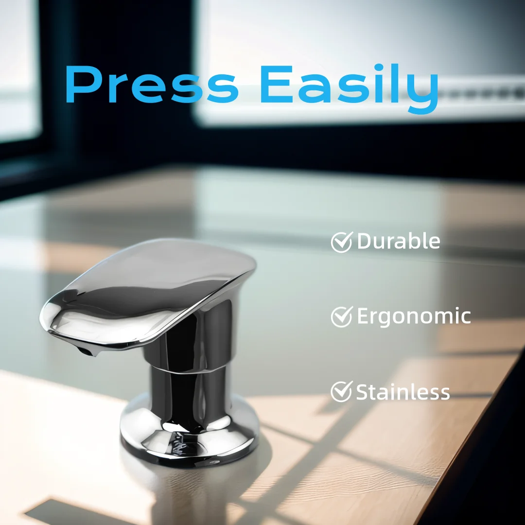 Ergonomic Stainless Steel & Zinc Alloy chrome Kitchen Sink Soap Dispenser with Large Press Area & 47'' Extension Tube