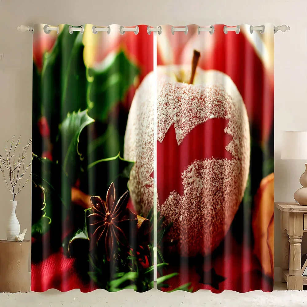 Christmas Window Curtain Rustic Xmas Pine Tree Festival Holiday Print Home Window Blackout Curtains for Bedroom Living Room