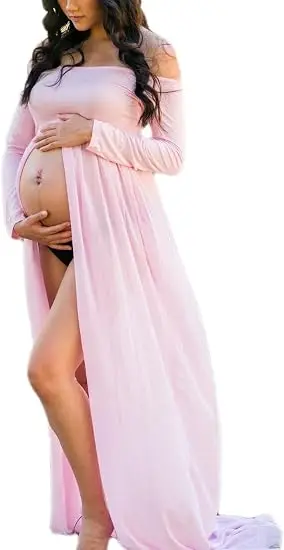 Maternity Maxi Chiffon Photography Dress Split Front Gown for Photoshoot