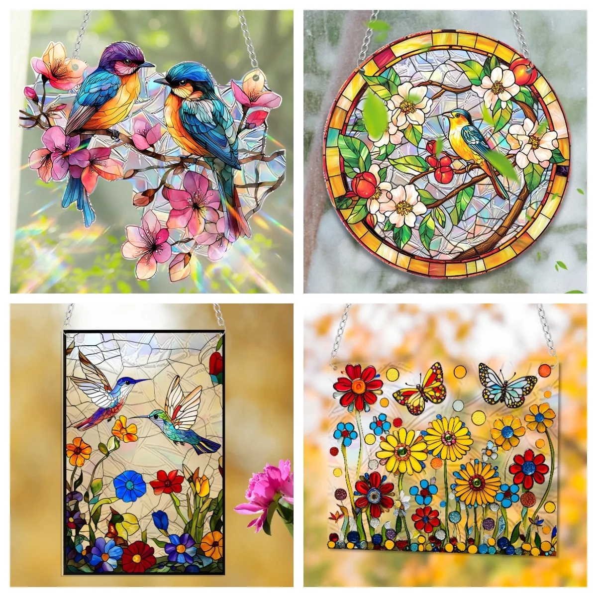 Acrylic Bird Pendant Beautiful Crystal Rainbow Sun Catcher Window Hanging Suncatcher Colorful Window Home Garden Decoration