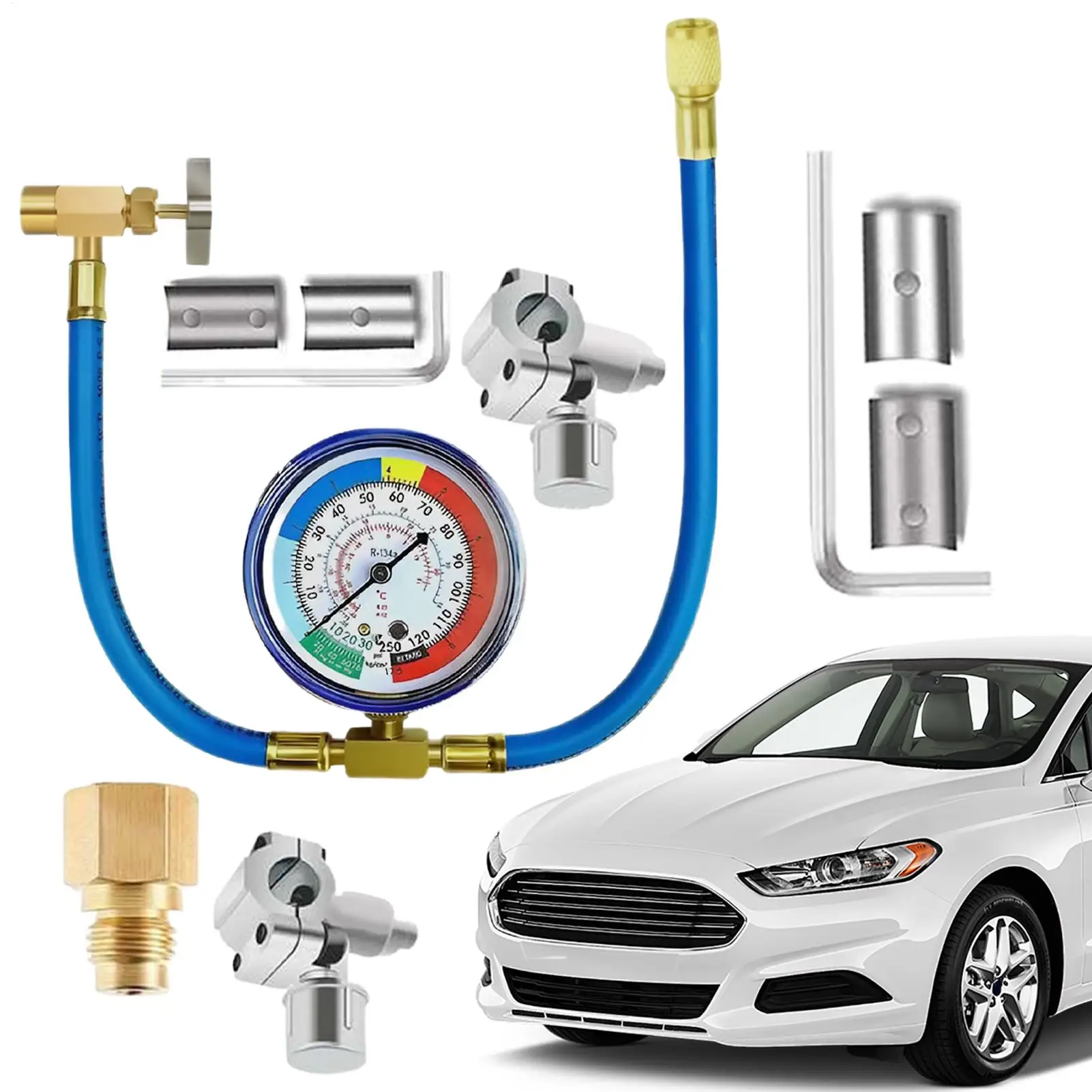 Gaz réfrigérant R134 pour climatiseur avec manomètre, tuyau de charge de réfrigérant, recharge de gaz réfrigérant pour voiture automobile