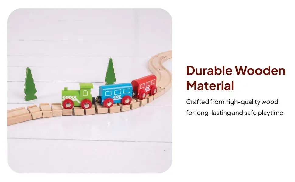 Wooden Train Railway Construction Set for Toddlers Boys Girls Age 3-5 Years Educational Toys Developing Fine Motor Skills