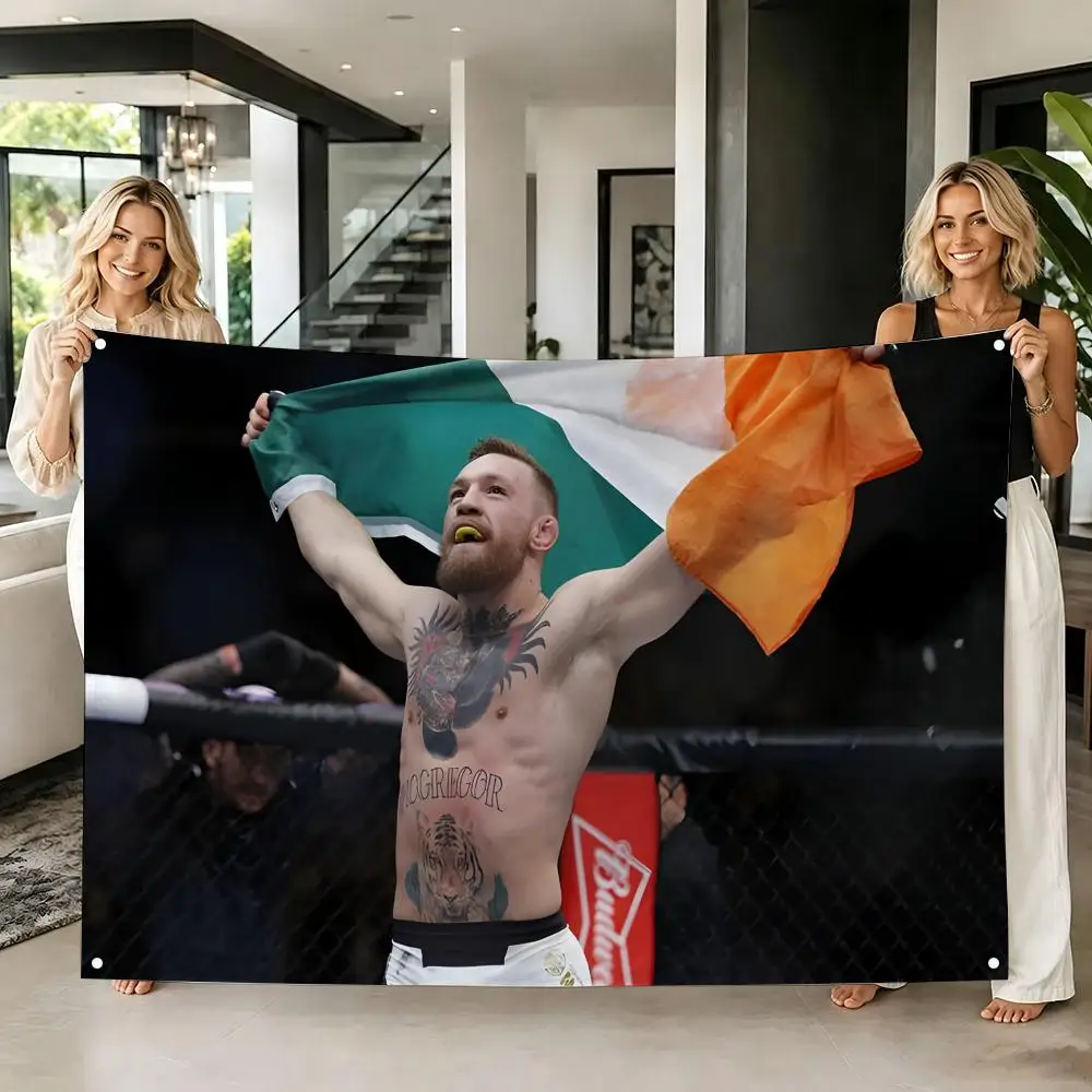 Crown Gorilla Tattoo C-Conor M-McGregor Flags Tapestry Creative Pattern Photo Wall Art for Living Room Party Outdoor Decor
