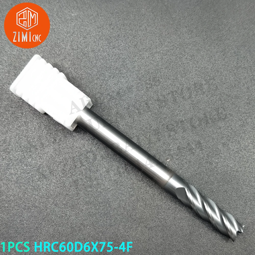 1PCS HRC60 D6X75-4F high speed steel end mill metal lathe  CNC tool indexable milling cutter tools mechanical HRC60 D6X75-4F HRC