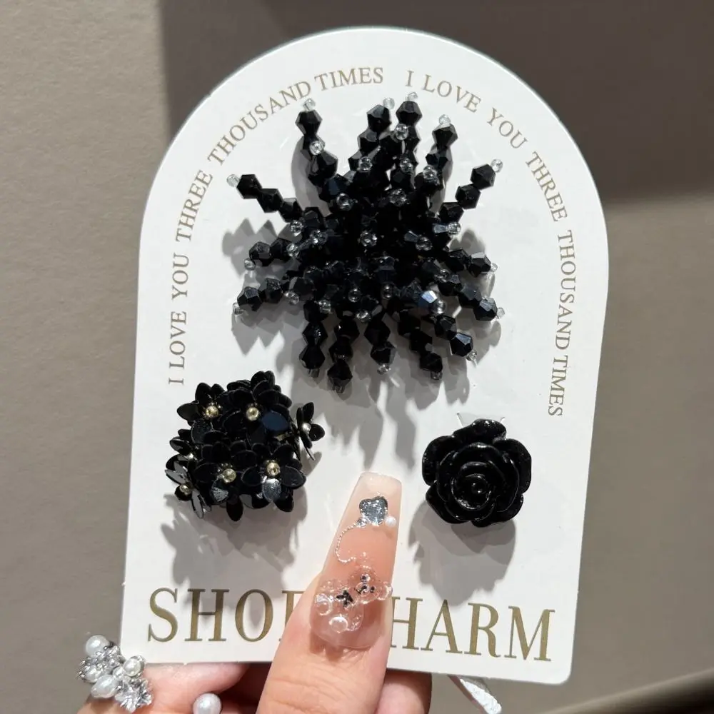 3pcs/set Flower Bead Chain Crystal Shoe Charms Tassel Pearl Handmade Heavy Work Shoe Clips Korean Style Elegant