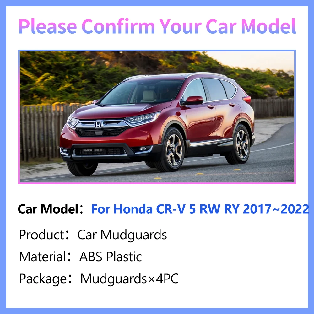 Car Mudguards for Honda CR-V 5 CRV RW RY 2017~2022 Rear Fenders Splash Guards Wheel Protecti Mud Flap Exterior Parts Accessories