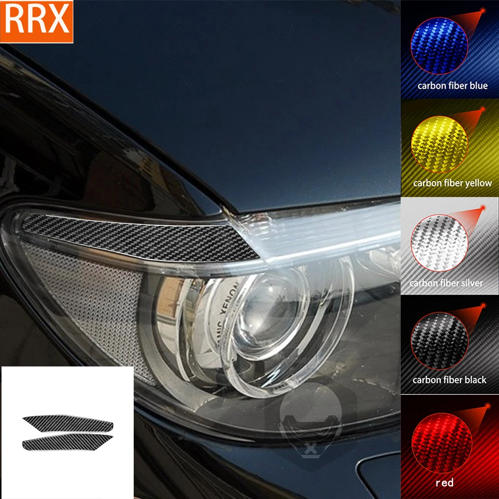 For BMW 7 Series E65 2002-2008 Real Carbon Fiber Sticker Headlight Eyebrow Eye Lid Cover Trim Car Inside Accessories Decorative