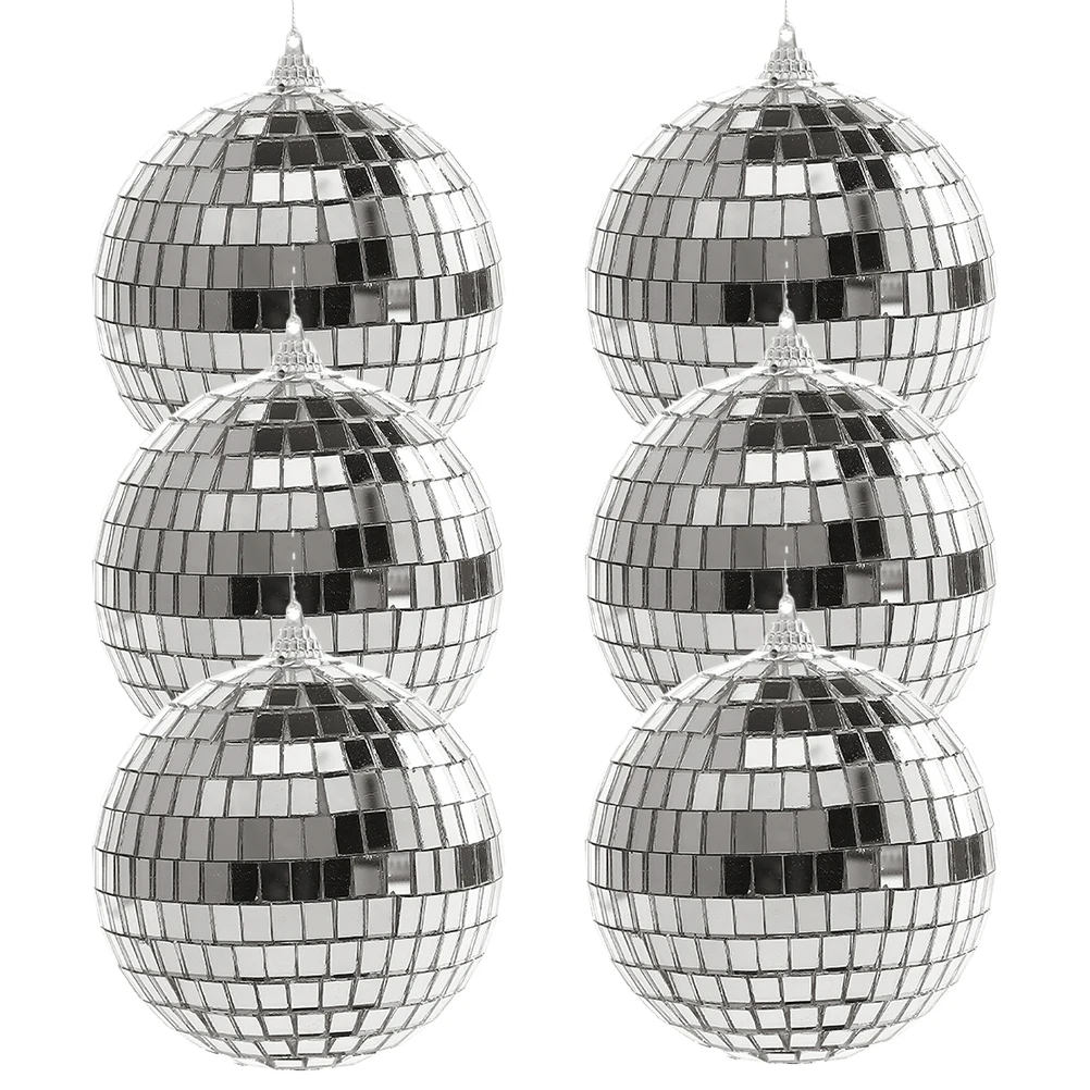 

6pcs Mirror Ball Disco Hanging Decorations Christmas Tree Small Foam Party Stage Lamp Wedding Gathering Ornament