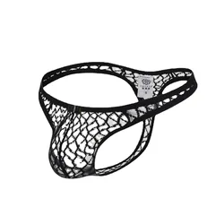 Man Sexy Thong Mens Lingerie Lace Mesh Transparent Breathable G String Gay Underwear Sissy Panties Strings Jockstrap XXXL Tangas