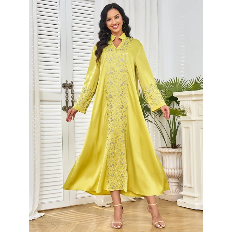 

Middle Eastern Women's Clothes Autumn New Embroidery Robe Female Dress New Dress Dress