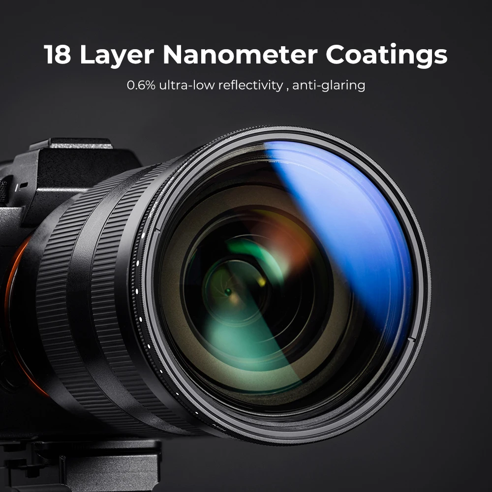 K & F CONCEITO 37-82mm ND2 para ND400 Densidade Neutra Ajustável Variável ND Lentes de Câmera Filtro Pano 49mm 52mm 58mm 62mm 67mm 77mm
