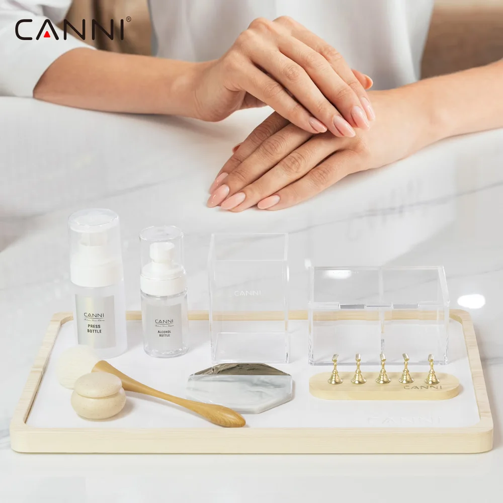 CANNI 9PCS Nail Art Storage Kit Manicure Organizer Set Tool Holder Nail Display Stand Dust Brush Press Salon Accessories