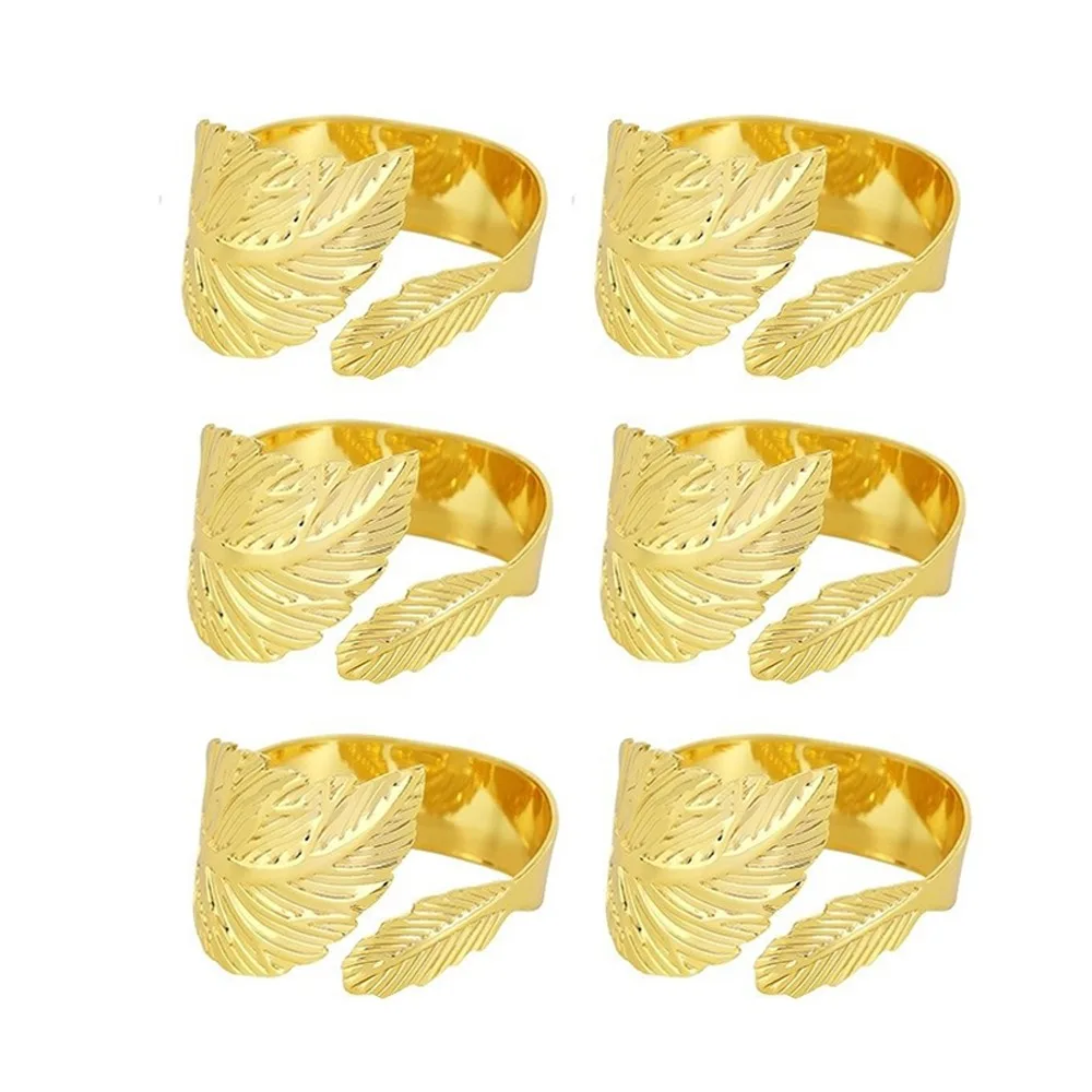 Fashion Metal Napkin Ring Buckles Gold Leaf Christmas Thanksgiving Napkin Holder Dinning Table Decoration Home Decor