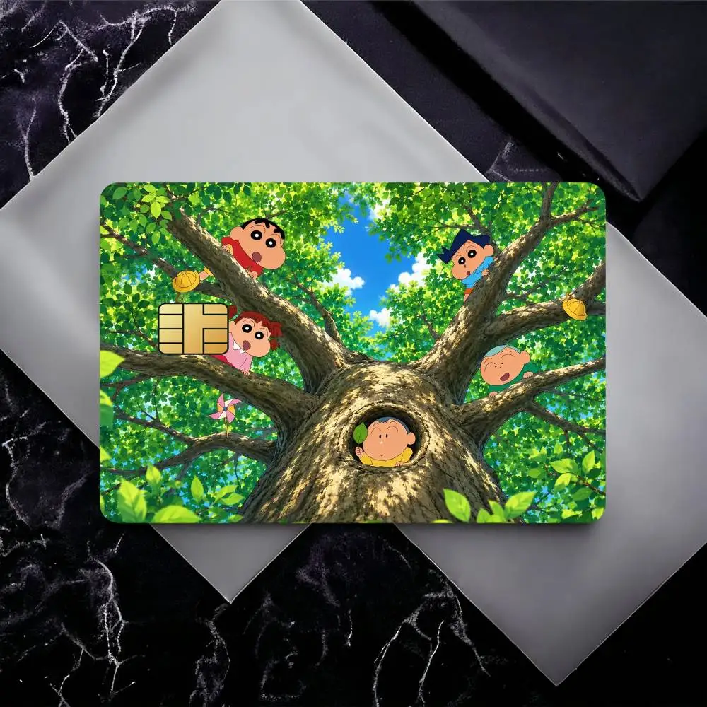 Anime C-Crayon Shin-chan Credit Card Skin Stickers For Bank Card Bus Metro Card Sticker Waterproof Gift