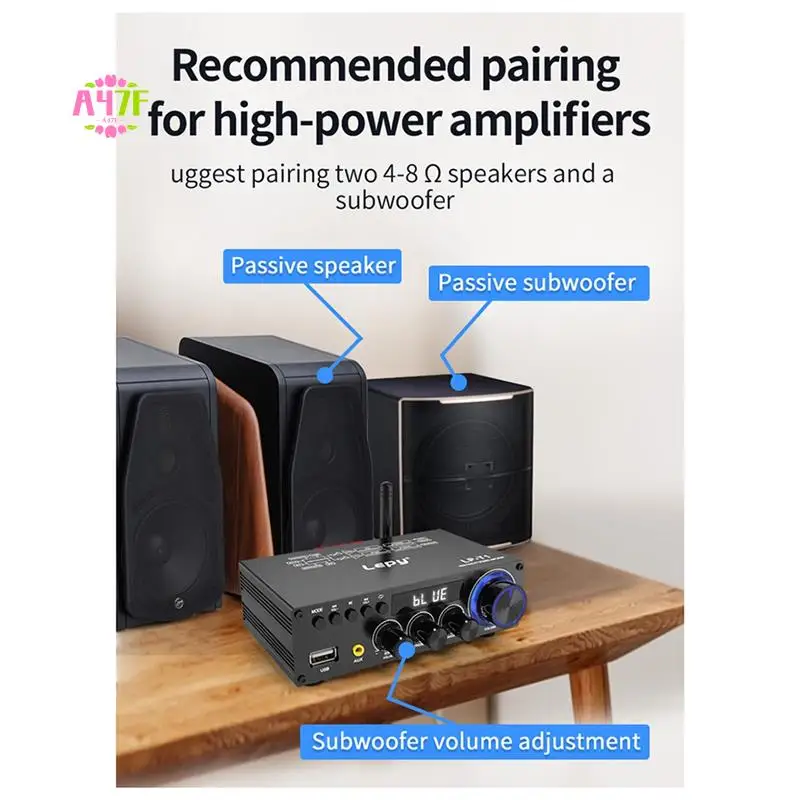

A47F-Lepy LP-T1 Цифровой Hi-Fi Bluetooth-усилитель Коаксиальный USB-диск Воспроизведение без потерь Мини-цифровой усилитель 30 Втx2 + 60 Вт EU-PLUG