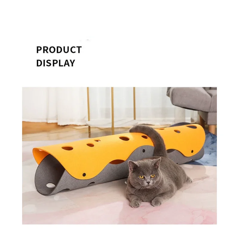 2pcs Cat Toy Felt  Splicing Cat Tunnel Deformable Kitten Nest Collapsible Tube House Tunnel Interactive Pet Toy Cat Accessories