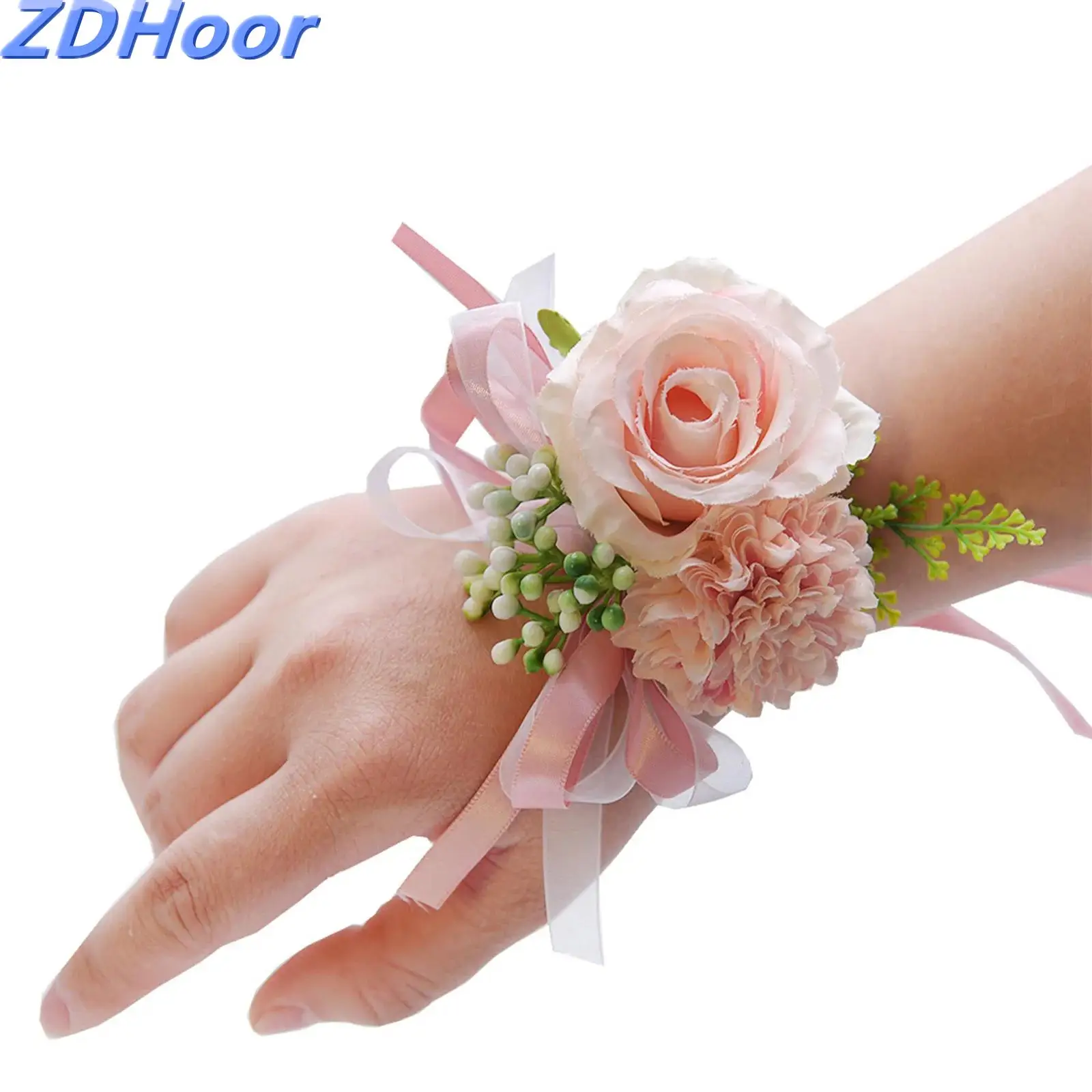 

Wedding Flower Bride Groom Bridesmaids Flowers Groomsmen Homecoming Prom Flowers Artificial Wrist Corsage Flower