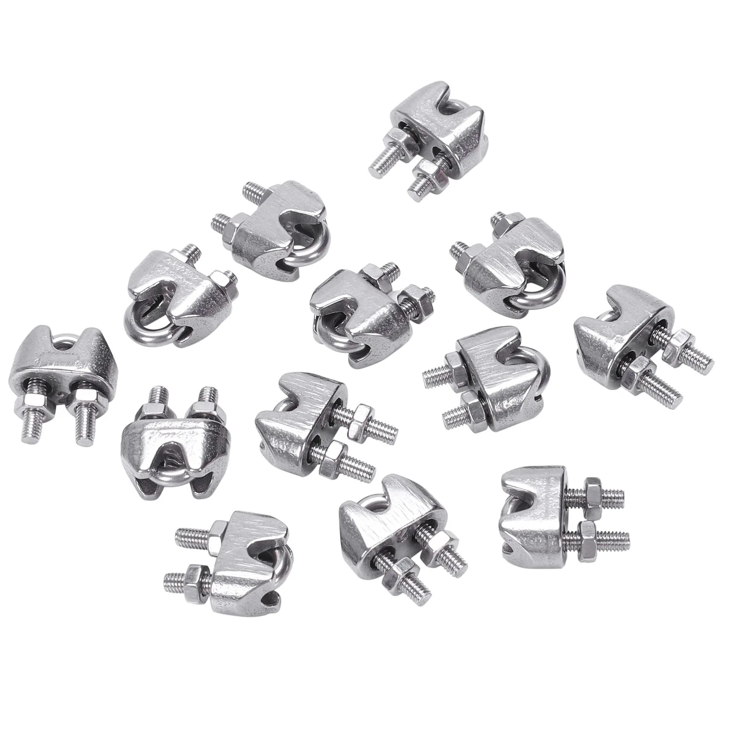 A20I 2mm 1/16 Inch Stainless Steel Wire Rope Cable Clamp Fastener 12pcs