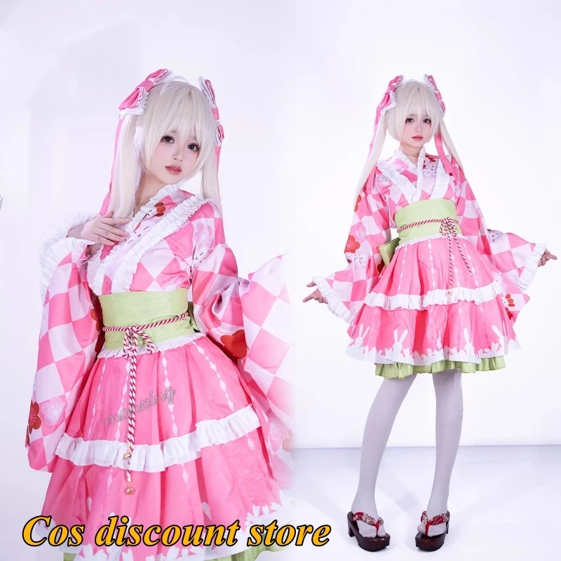 

Kasugano Sora Косплей Yosuga No Sora женский милый костюм Лолиты кимоно юката наряд Хэллоуин костюм для ролевых игр одежда