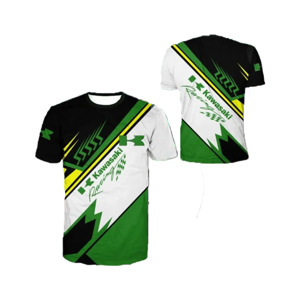 

Summer Men's Round Neck Short-Sleeved Kawasaki Motorcycle Simple and Casual Breathable Quick-Drying Comfortable Sports Top
