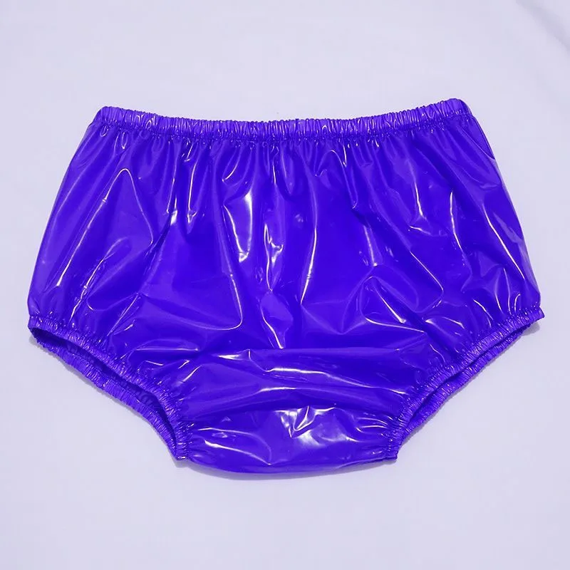 ABDL Blue PVC Transparent Thick Plastic Underpants High Waist Waterproof Loose Soft Silent Diaper Briefs Incontinence Panties