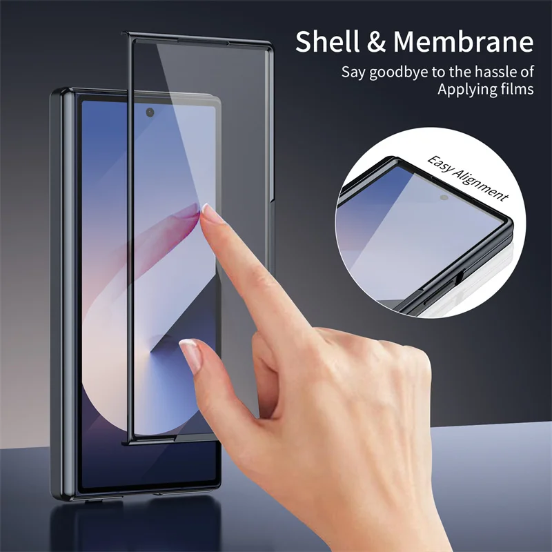 Plating Hard Shell Hinge Protection Phone Case for Samsung Galaxy Z Fold 6 5 4 3 7 5G Full Package Steel Film Protective Cover