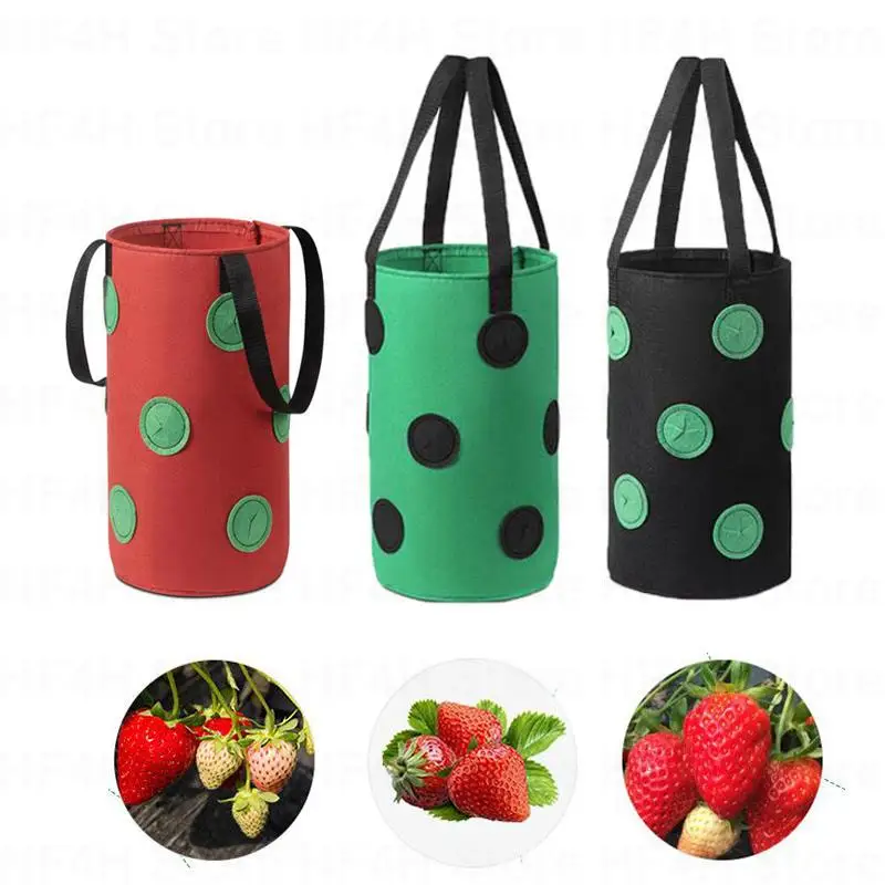 3 Gal Multi-Function Felt Hanging Tomato Grow Bag Upside Down Planter Strawberry Vegetable Flower Plant Grow Bags Garden B4