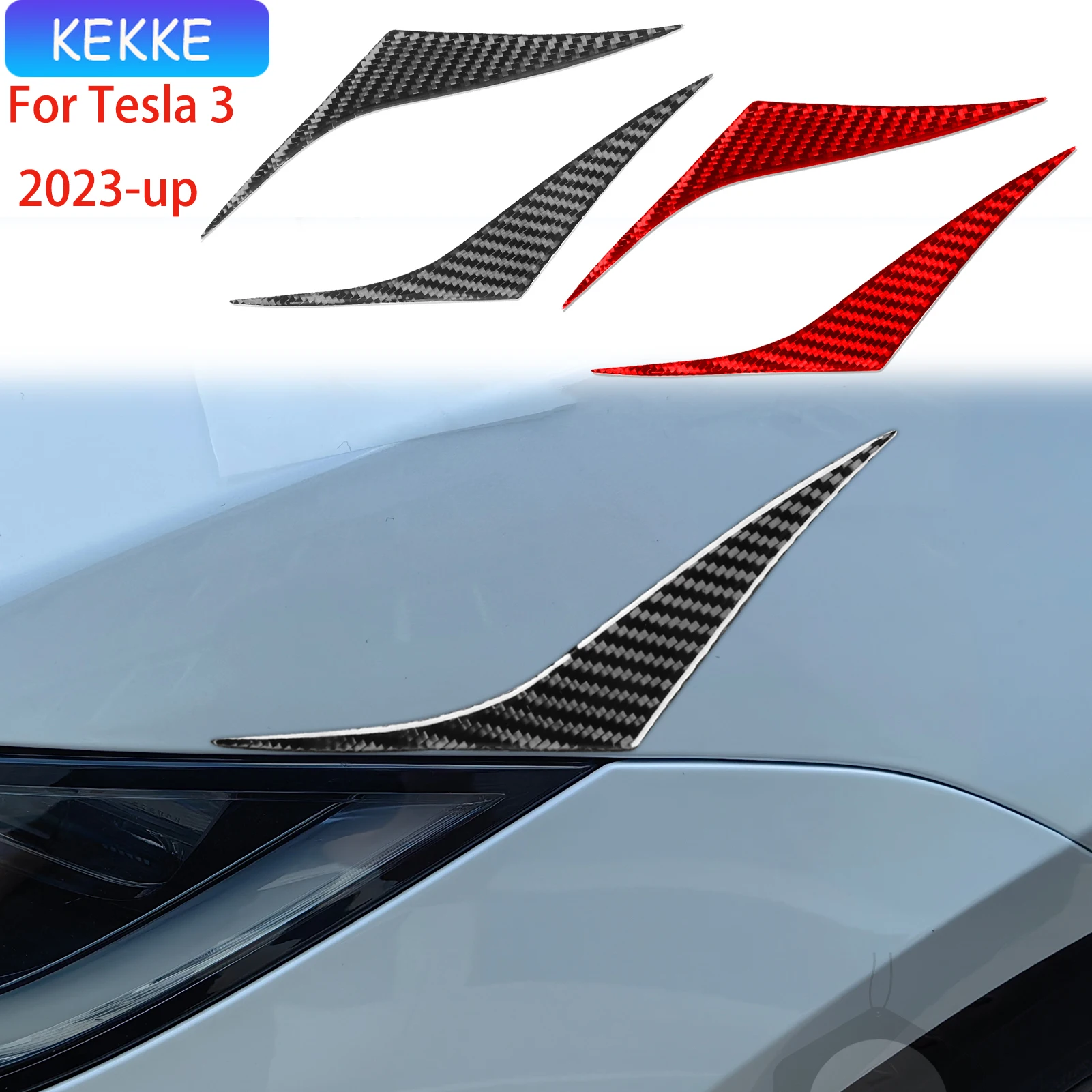 For Tesla 3 2023-up Eyebrow front corner Soft Carbon Fiber Decorative Car Exterior Accessories Stickers