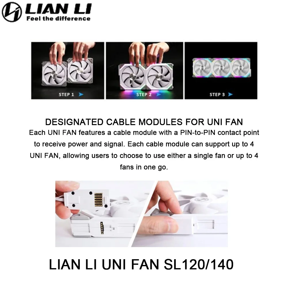 LIAN LI UNI-ventilador Modular sin cable SL120 SL140 PWM, enfriador de agua/aire con cadena de margaritas, ARGB AURA SYNC, 5V