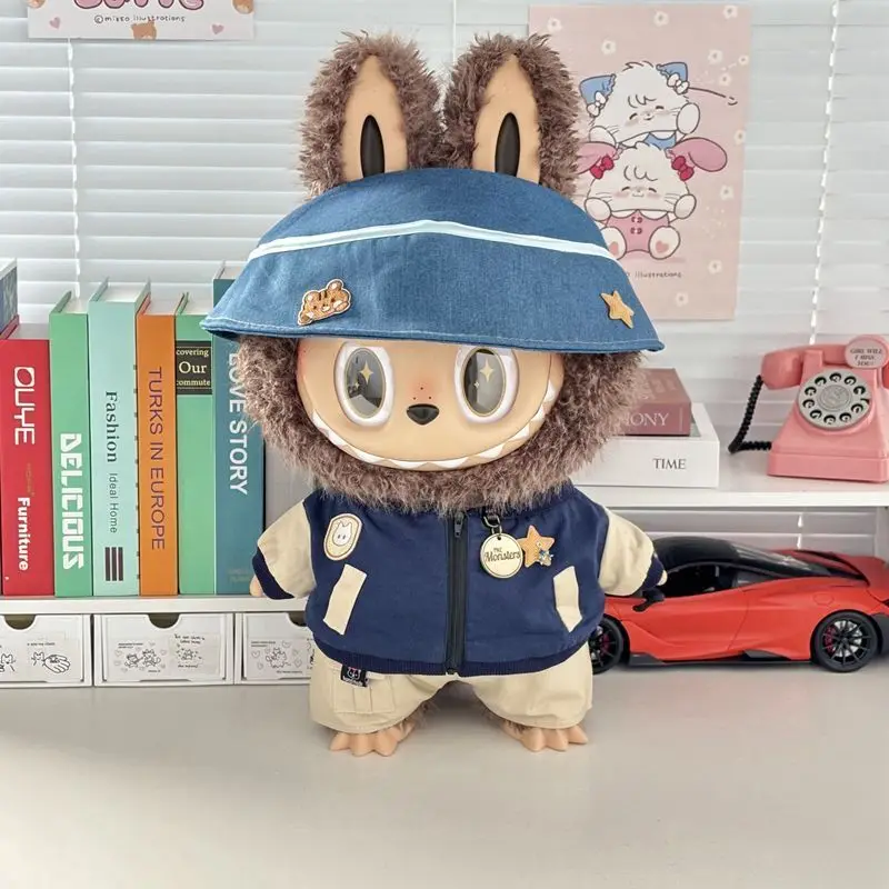 For Labubu Zimomo Big Boss 58cmmimo Clothing Set  Vinyl Doll Canvas Trendy Play Workwear Only For Children'S Clothing