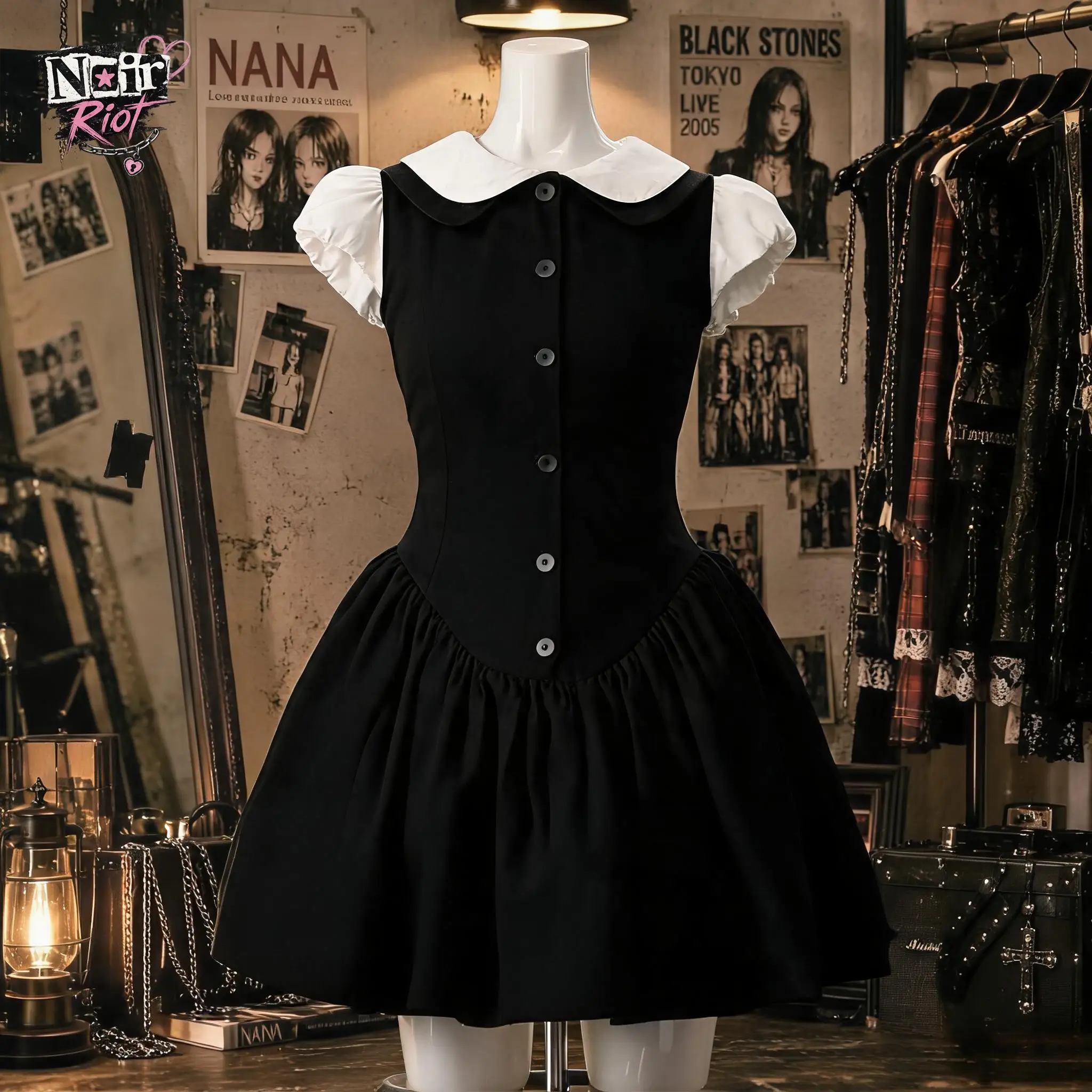 Y2K Coquette Vintage Petite Mini Dress Women Contrast Color Peter Pan Collar Button Front Slim Fit 2026 New Commute Outfit