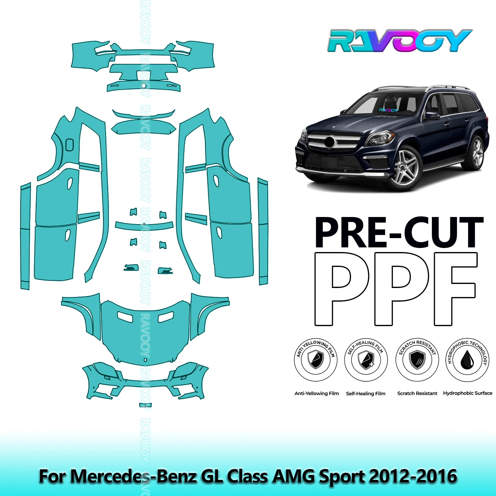 

For Mercedes-Benz GL Class AMG Sport 2012-2016 Full Vehicle Clear Bra Precut PPF Paint Protection Film