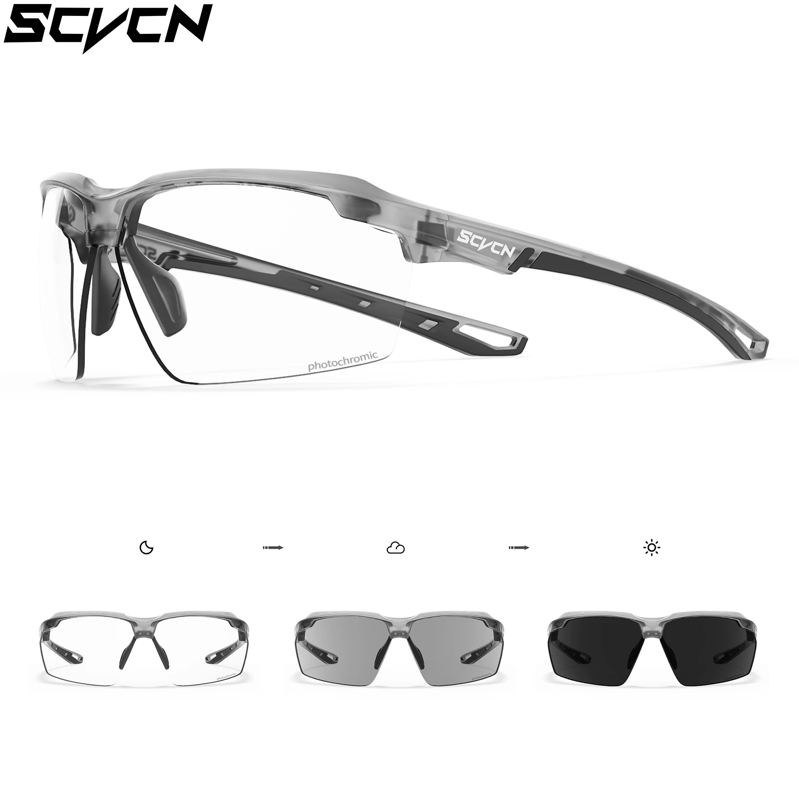 SCVCN Photochrome Fahrradbrille UV400 Fahrrad-Sportbrille MTB Outdoor-Sportbrille