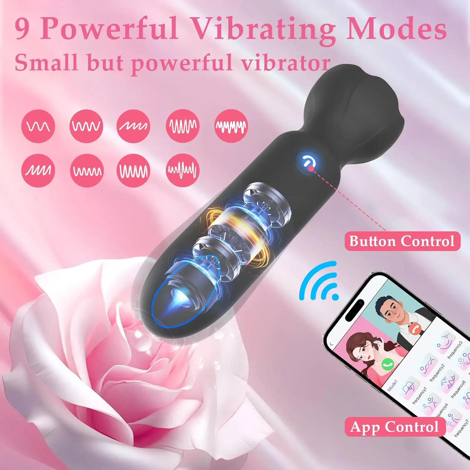 Mini Bullet Vibrator Adult Toy - Vibrator app s female sex toys with 9 vibration modes, lipstick G-dot false penis clit