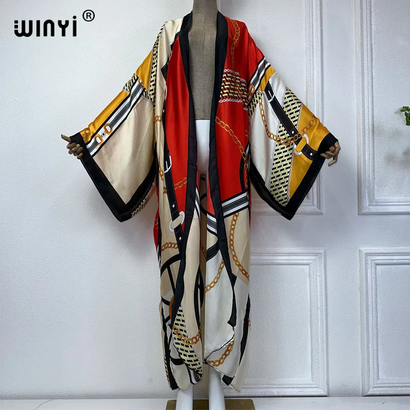 WINYI kimono Afrika pakaian pantai penutup cetak elegan Cardigan pakaian pantai untuk wanita pakaian renang mantel fashion abaya