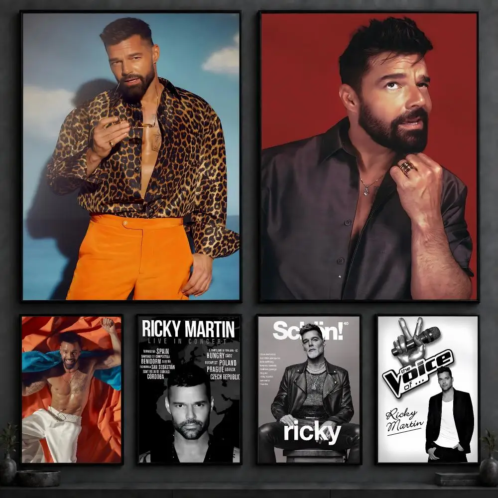 Singer R-Ricky MartinS Poster Art  Self-Adhesive No Glue Residue Wall Decor for Bedroom Living Room