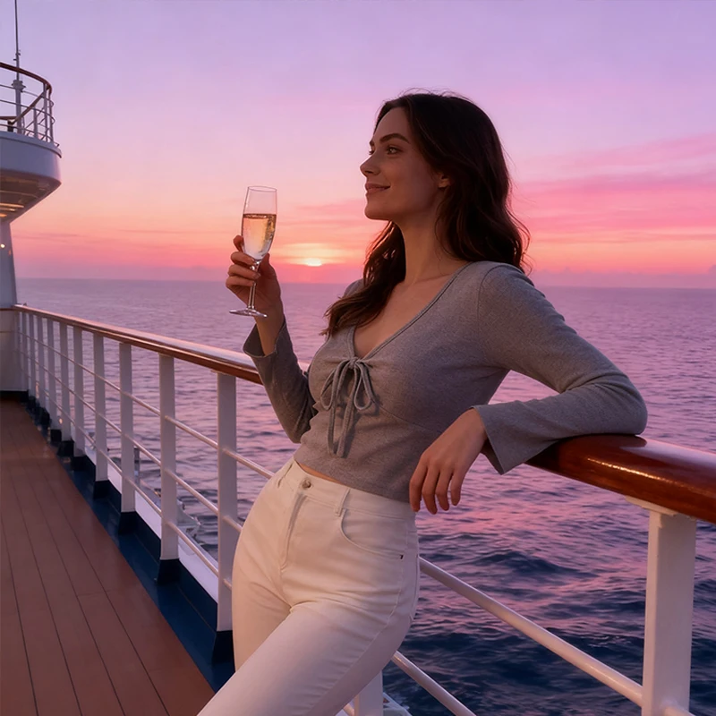 مع زخرفة الدانتيل وعقدة الفراشة الخريف الحلو والتوابل تي شيرت الخامس الرقبة طويلة الأكمام ديكور علوي التخسيس نمط أنيق Y2K المرأة