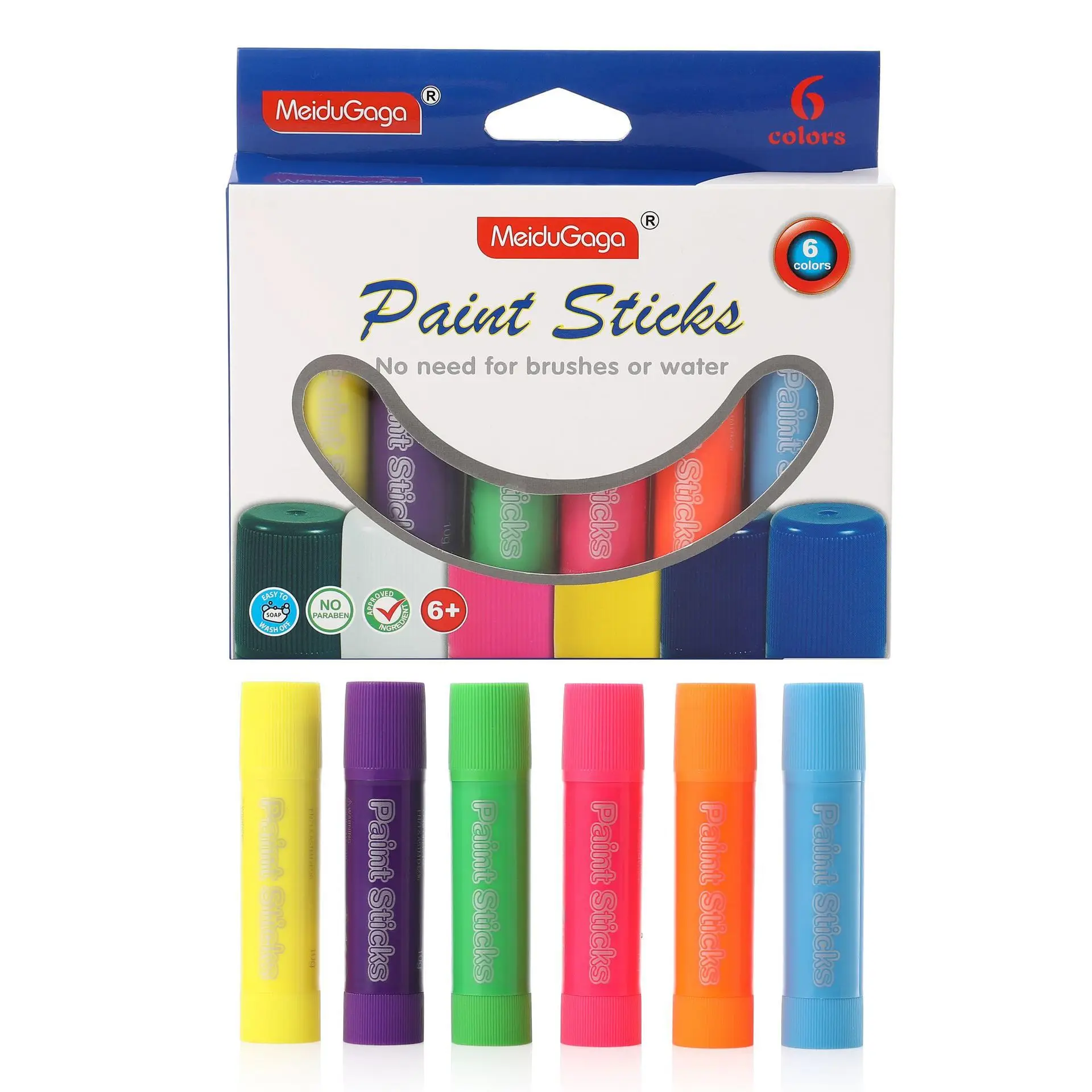 6 Colors Twistable Watercolor Crayons, Quick-Dry Solid Paint Sticks for Beginners, Art Supplies for School & DIY