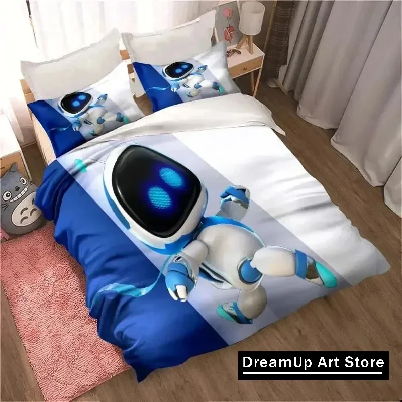 3D Print Game ASTRO BOT Cute Cartoon Bedding Set Boys Girls Twin Queen King Size Duvet Cover Pillowcase Bed boys Adult Bedroom