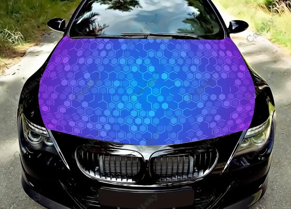 

Abstract Stripped Hexagon Car Hood Vinyl Stickers Wrap Vinyl Film Engine Cover Decals Sticker Universal Car Hood Protective Film