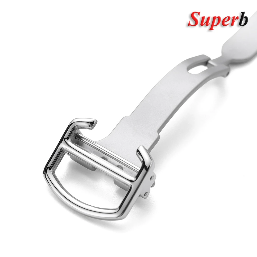 Rvs Horloge Gesp Vervanging 14mm 16mm 18mm Horloge Vouwsluiting voor Cartier Blauwe Ballon Horloge Zilver kleur