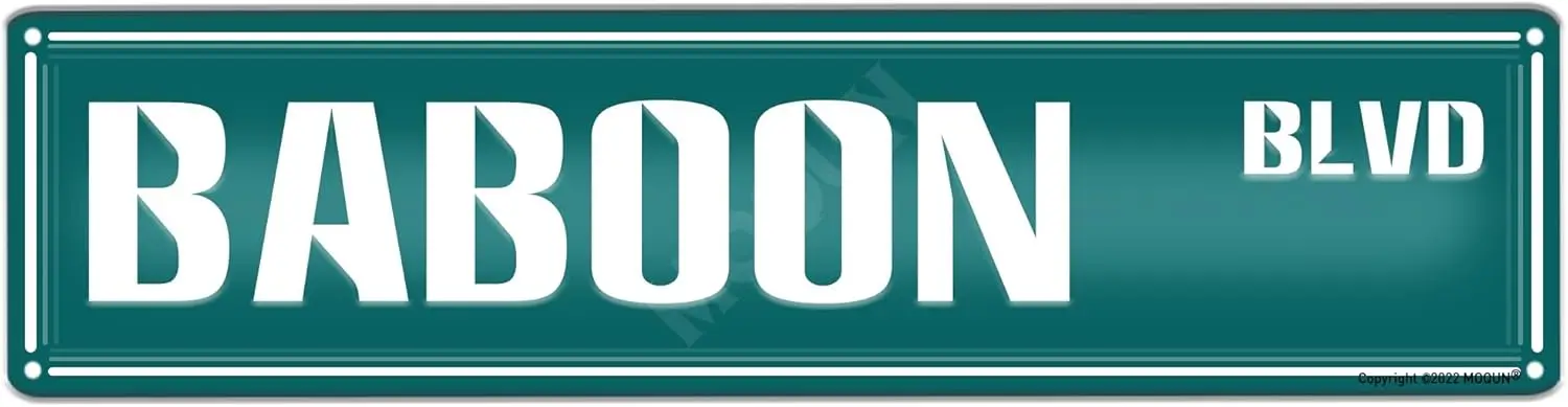 Baboon Blvd Sign, Baboon Sign Baboon Decor,Funny Wall Decor For Home Farmhouse Man Cave Bathroom Bar, Quality Metal Signs 16x4 I