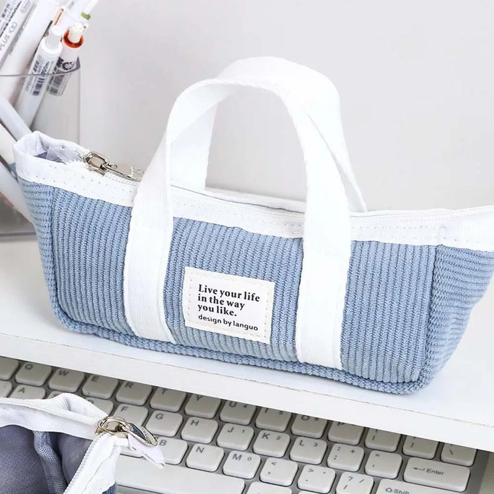 Desktop Storage Handheld Stationery Bag Large Capacity Ship Shape Korean Style Pencil Case Aesthetic Handheld Pencil Pouch