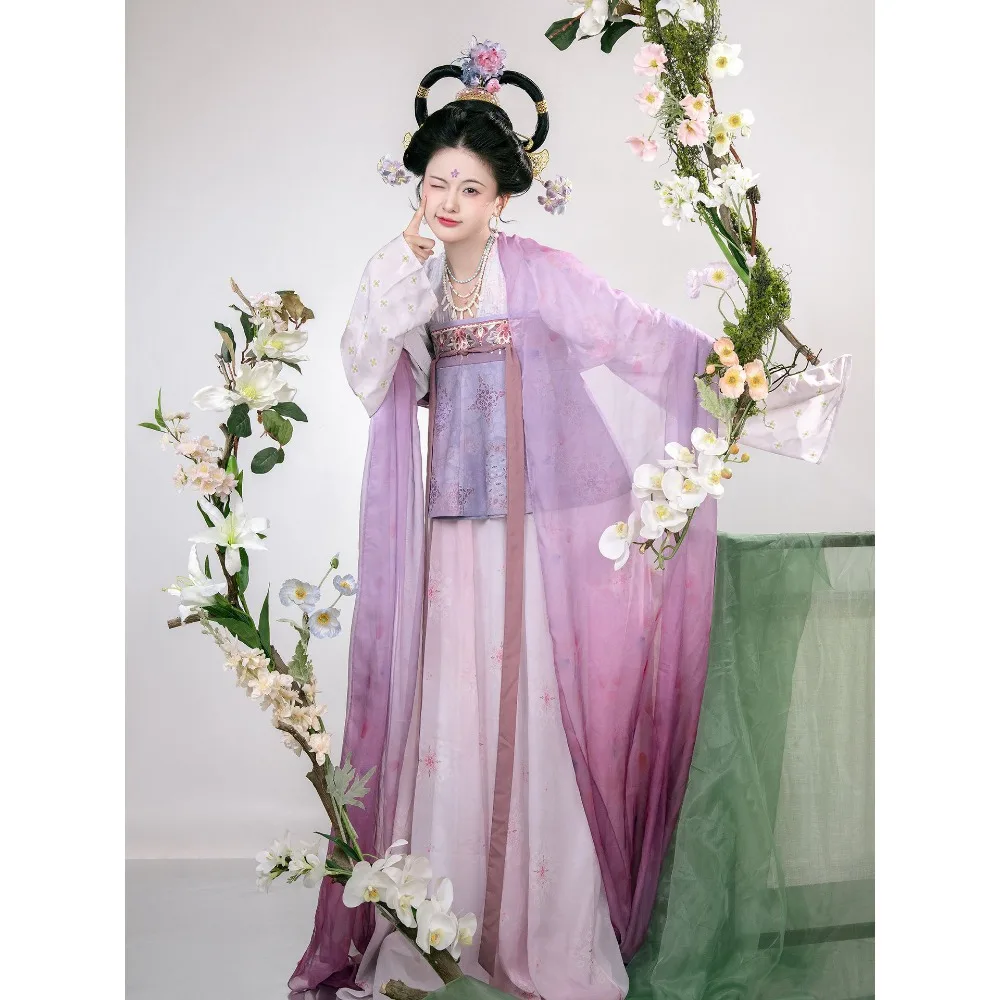 

Spring and summer Tang Dynasty restored chest-length skirt, purple silk daily style