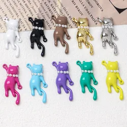 10pcs Cute Cat Pendant Connectors Alloy Pendant Charms Necklace Earrings Bracelet Connector Pendant Diy Jewelry Making Findings