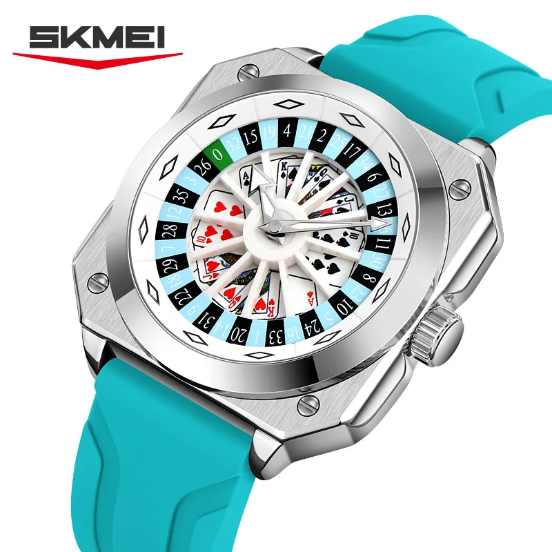 SKMEI 9379 Novel Retro Watch Men's Rotating Dial Silicon Tape Waterproof Luminous Quartz Cool Clock Beautiful relógios masculino