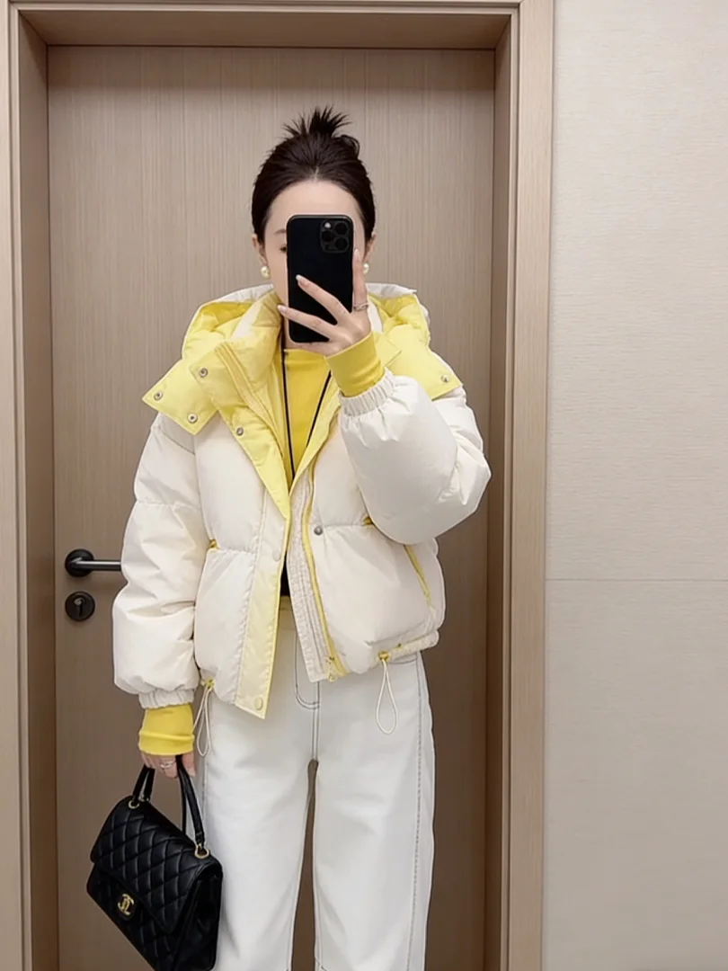 

2025 Winter Thiened Korean Sle Bread Coat Cotton Padded Warm Unique ort Outerwear Women's Faion Casual Hooded Zipper